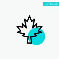 Canada Leaf Maple turquoise highlight circle point Vector icon