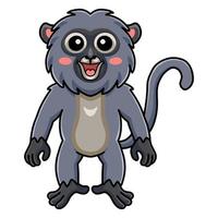 Cute dusky leaf monkey cartoon standing vector