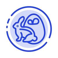 Egg Bunny Easter Rabbit Blue Dotted Line Line Icon vector