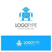 Cnc Robotics Technology Blue Solid Logo with place for tagline vector