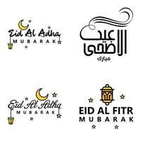 Las 4 mejores frases de eid mubarak que dicen texto de cita o letras fuentes decorativas escritura vectorial y tipografía manuscrita en cursiva para diseños folletos pancartas volantes y camisetas vector