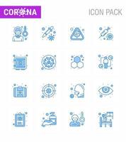 16 Blue viral Virus corona icon pack such as vaccine medicine virus coronavirus epidemic viral coronavirus 2019nov disease Vector Design Elements