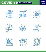 Novel Coronavirus 2019nCoV 9 Blue icon pack drop stethoscope lab healthcare virus viral coronavirus 2019nov disease Vector Design Elements