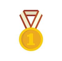 Dog champion medal icon flat isolated vector