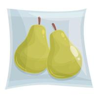 Green pear bag icon cartoon vector. Vacuum pack vector