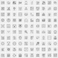 100 iconos universales de línea negra sobre fondo blanco vector