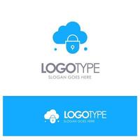 Internet Cloud Lock Security Blue Solid Logo with place for tagline vector