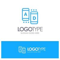 Ad Marketing Online Tablet Blue Outline Logo Place for Tagline vector