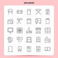 OutLine 25 Appliances Icon set Vector Line Style Design Black Icons Set Linear pictogram pack Web and Mobile Business ideas design Vector Illustration