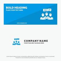 Chat Business Consulting Dialog Meeting Online SOlid Icon Website Banner and Business Logo Template vector