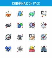 Coronavirus Precaution Tips icon for healthcare guidelines presentation 16 Flat Color Filled Line icon pack such as eyesight washing cleaning hands twenty seconds viral coronavirus 2019nov diseas vector