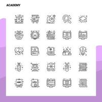 conjunto de iconos de línea de la academia conjunto de 25 iconos diseño de estilo minimalista vectorial conjunto de iconos negros paquete de pictogramas lineales vector