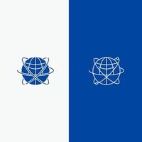 globo datos de negocios recursos globales de internet mundo línea y glifo icono sólido bandera azul línea y glifo icono sólido bandera azul vector