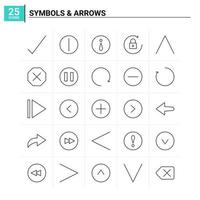 25 Symbols Arrows icon set vector background