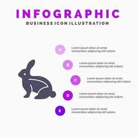 Bunny Easter Easter Bunny Rabbit Solid Icon Infographics 5 Steps Presentation Background vector