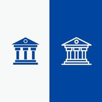 Bank Institution Money Ireland Line and Glyph Solid icon Blue banner Line and Glyph Solid icon Blue banner vector