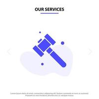 Our Services Construction Hammer Tool Solid Glyph Icon Web card Template vector