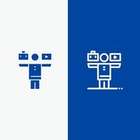 Balance Life Play Work Line and Glyph Solid icon Blue banner Line and Glyph Solid icon Blue banner vector