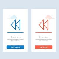 control de medios rebobinar video azul y rojo descargar y comprar ahora plantilla de tarjeta de widget web vector