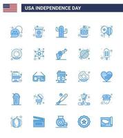 25 USA Blue Pack of Independence Day Signs and Symbols of celebrate liquid usa hip drink Editable USA Day Vector Design Elements