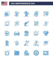 25 paquete azul de estados unidos de signos y símbolos del día de la independencia de celebrar líquido estados unidos hip bebida elementos de diseño vectorial editables del día de estados unidos vector