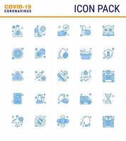 25 Coronavirus Emergency Iconset Blue Design such as education tablets medicine pills safe viral coronavirus 2019nov disease Vector Design Elements