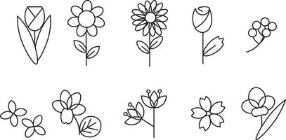 Icon set of flower vector