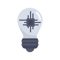 Ai processor bulb icon flat isolated vector