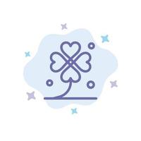 Clover Four Ireland Irish Lucky Blue Icon on Abstract Cloud Background vector