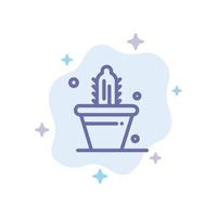 Cactus Nature Pot Spring Blue Icon on Abstract Cloud Background vector