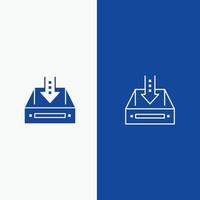 Inbox Box Cabinet Document Empty Project  Line and Glyph Solid icon Blue banner Line and Glyph Solid icon Blue banner vector