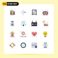 User Interface Pack of 16 Basic Flat Colors of education kitchen window fridge iot Editable Pack of Creative Vector Design Elements