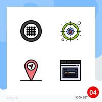 Modern Set of 4 Filledline Flat Colors and symbols such as grid map streamline internet page Editable Vector Design Elements