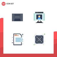 Pack of 4 Modern Flat Icons Signs and Symbols for Web Print Media such as analog data call video encryption Editable Vector Design Elements
