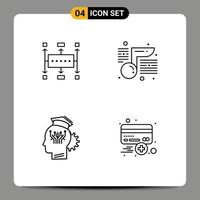 Group of 4 Modern Filledline Flat Colors Set for workflow knowledge modern note sharing Editable Vector Design Elements