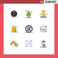 Universal Icon Symbols Group of 9 Modern Flat Colors of marketing affiliate space wheel shopping Editable Vector Design Elements