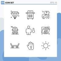 Outline Pack of 9 Universal Symbols of temperature degrees delivery body public transport Editable Vector Design Elements