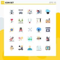 Pictogram Set of 25 Simple Flat Colors of computing pie app graph development Editable Vector Design Elements