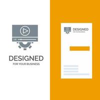 Video Play Setting Design Grey Logo Design and Business Card Template vector