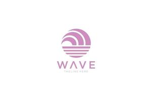 Abstract Vintage Circular Sun and Sea Wave Logo. Flat Vector Logo Design Template Element.