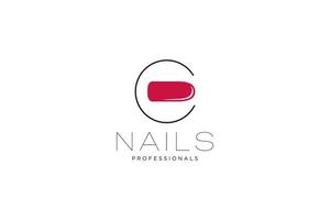 initial letter C with Nails logo. Vector icon business sign template for beauty industry, nail salon, manicure, boutique, cosmetic procedures.