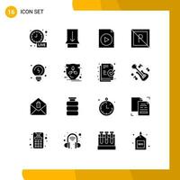 User Interface Pack of 16 Basic Solid Glyphs of eco solutions file brainstorming parking Editable Vector Design Elements