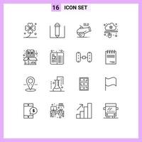 Pictogram Set of 16 Simple Outlines of box online cannon mouse connected Editable Vector Design Elements