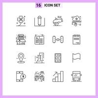 Pictogram Set of 16 Simple Outlines of box online cannon mouse connected Editable Vector Design Elements