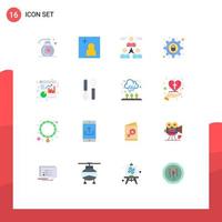 Set of 16 Modern UI Icons Symbols Signs for report analytics group setting lock Editable Pack of Creative Vector Design Elements