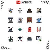 Set of 16 Modern UI Icons Symbols Signs for web content browser point marketing search engine Editable Creative Vector Design Elements