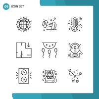 Vector Pack of 9 Outline Symbols Line Style Icon Set on White Background for Web and Mobile Creative Black Icon vector background