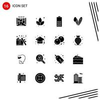 Universal Icon Symbols Group of 16 Modern Solid Glyphs of love rabbit electric face animal Editable Vector Design Elements