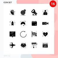16 User Interface Solid Glyph Pack of modern Signs and Symbols of arrow reading settings knowledge service Editable Vector Design Elements