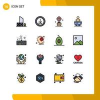 Mobile Interface Flat Color Filled Line Set of 16 Pictograms of modern business store global process tulip Editable Creative Vector Design Elements